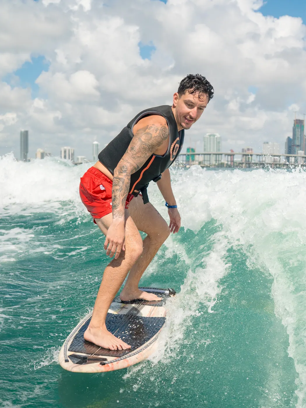 Guest enjoying a private wakesurf experience in Miami